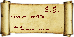 Sindler Ernák névjegykártya